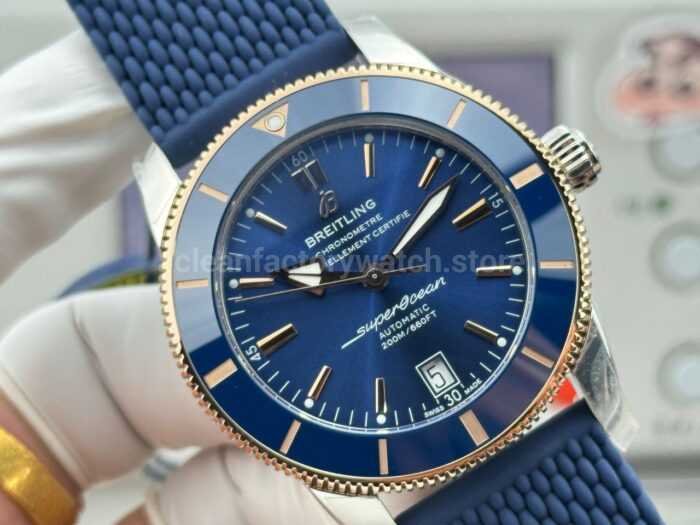 GF Factory Breitling Superocean Heritage B20 UB2010161C1A1 42mm Rubber Strap Gold/Steel Blue Dial - Image 2