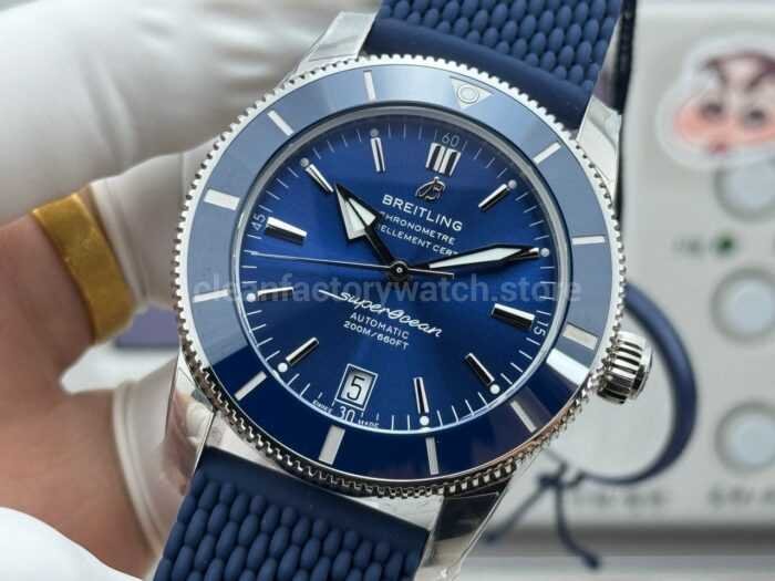 GF Factory Breitling Superocean Heritage ll AB2010 42mm Steel Rubber Strap Blue Dial - Image 3