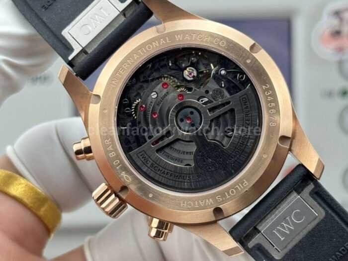JP Factory IWC Pilot Chronograph IW388309 41mm Rose Gold Rubber Strap Arabic Numerals Black Dial - Image 8