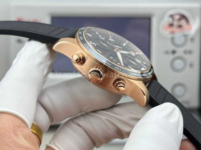 JP Factory IWC Pilot Chronograph IW388309 41mm Rose Gold Rubber Strap Arabic Numerals Black Dial - Image 7