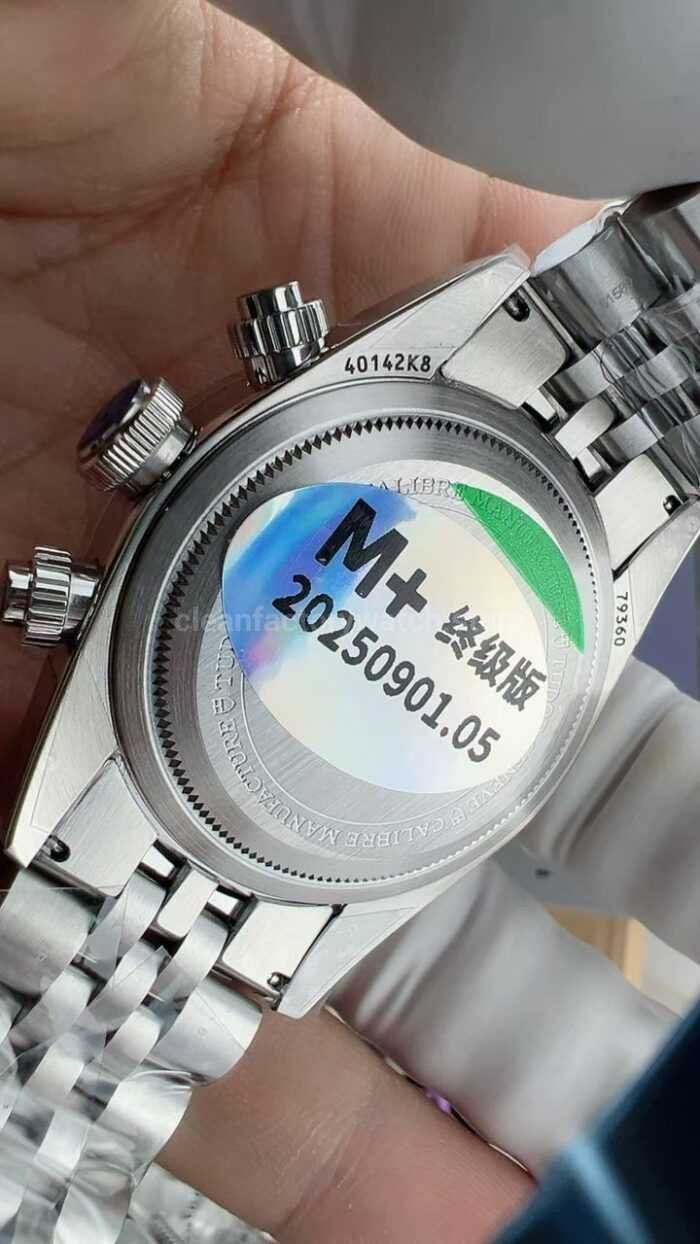 M+ Factory Tudor Heritage Black Bay Chrono 79360N-0024  41mm Jubilee Flamingo Blue Dial - Image 6