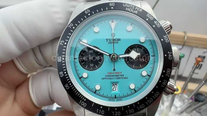 M+ Factory Tudor Heritage Black Bay Chrono 79360N-0024  41mm Jubilee Flamingo Blue Dial - Image 2