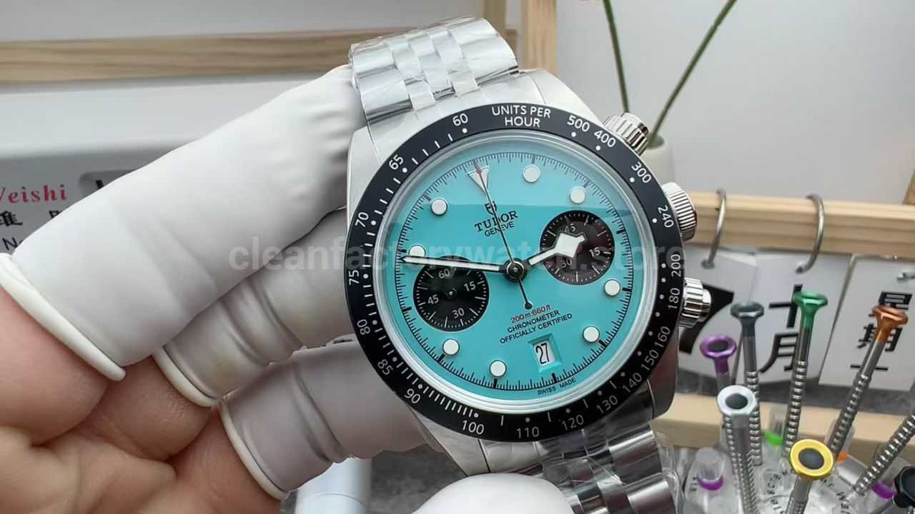 M+ Factory Tudor Heritage Black Bay Chrono 79360N-0024  41mm Jubilee Flamingo Blue Dial
