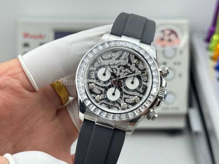 N+ Factory Counterweight Rolex Daytona Eye of the Tiger 116589TBR 40mm White Gold Oysterflex Diamond Bezel Diamond Grey Dial - Image 3