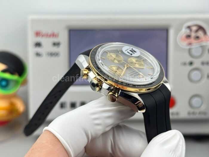 N1 Factory Omega Speedmaster Professional Moonwatch 310.20.42.50.02.001 Yellow Gold Rubber Strap Silver Dial - Image 7