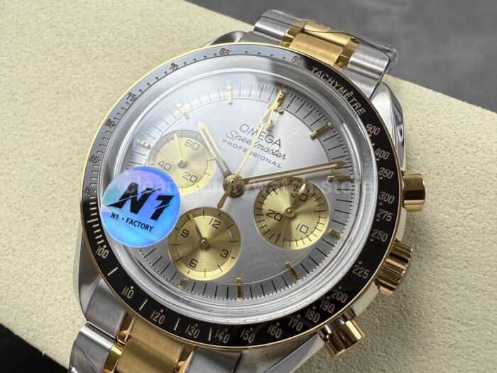 N1 Factory Omega Speedmaster Professional Moonwatch 310.20.42.50.02.001 Yellow Gold Silver Dial - Image 3