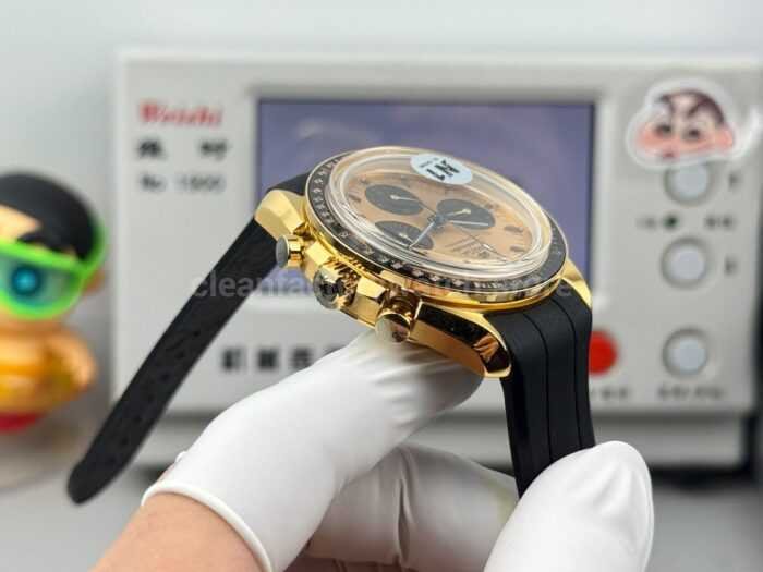 N1 Factory Omega Speedmaster Professional Moonwatch 310.62.42.50.99.001 Yellow Gold Rubber Strap Pink Dial - Image 7