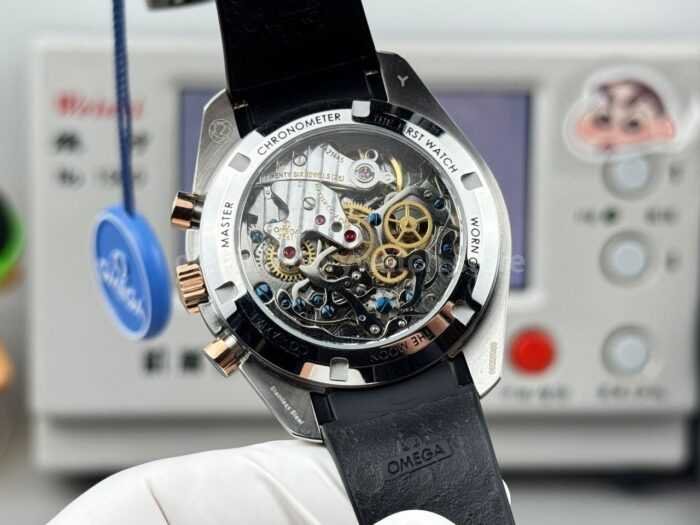 N1 Factory Omega Speedmaster Professional Moonwatch 310.62.42.50.99.001 Steel Rubber Strap Pink Dial - Image 8