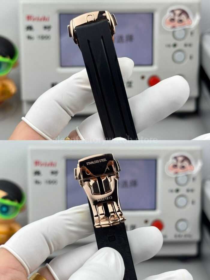 N1 Factory Omega Speedmaster Professional Moonwatch 310.63.42.50.02.001 Rose Gold Rubber Strap Black Dial - Image 9