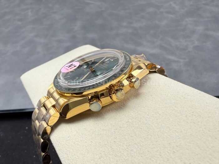 N1 Factory Omega Speedmaster Professional Moonwatch 310.63.42.50.02.001 Yellow Gold Green Dial - Image 7