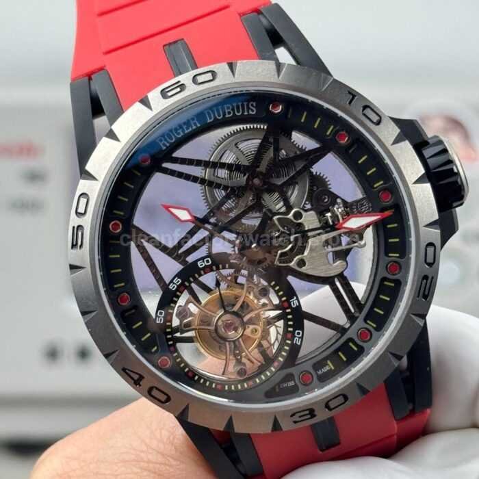 NEW Factory Roger Dubuis Excalibur Spider RDDBEX0479 Tourbillon 45mm Titanium Red Rubber Strap Black Dial - Image 2