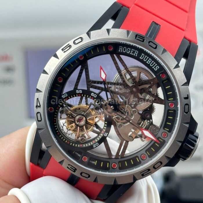 NEW Factory Roger Dubuis Excalibur Spider RDDBEX0479 Tourbillon 45mm Titanium Red Rubber Strap Black Dial - Image 3