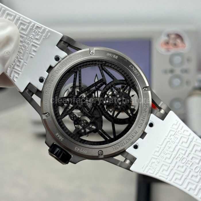 NEW Factory Roger Dubuis Excalibur Spider RDDBEX0479 Tourbillon 45mm Titanium White Rubber Strap Grey Dial - Image 8