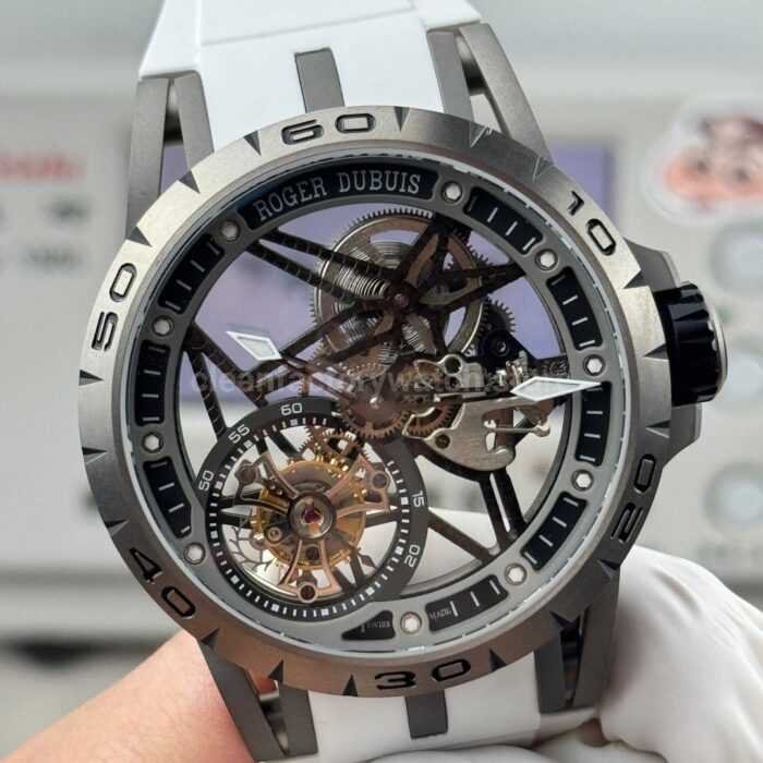 NEW Factory Roger Dubuis Excalibur Spider RDDBEX0479 Tourbillon 45mm Titanium White Rubber Strap Grey Dial - Image 2