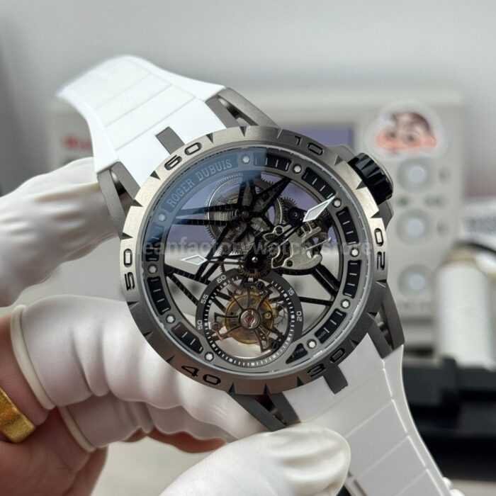 NEW Factory Roger Dubuis Excalibur Spider RDDBEX0479 Tourbillon 45mm Titanium White Rubber Strap Grey Dial - Image 4