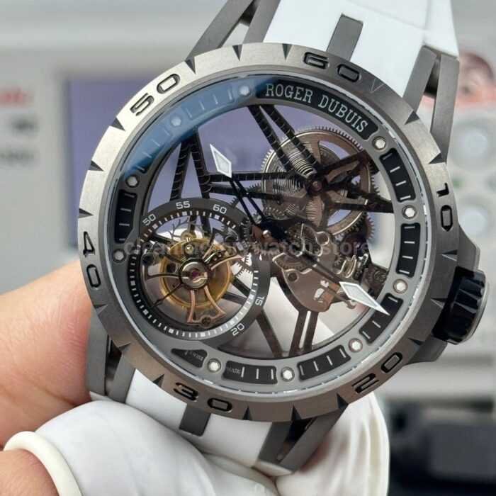 NEW Factory Roger Dubuis Excalibur Spider RDDBEX0479 Tourbillon 45mm Titanium White Rubber Strap Grey Dial - Image 3