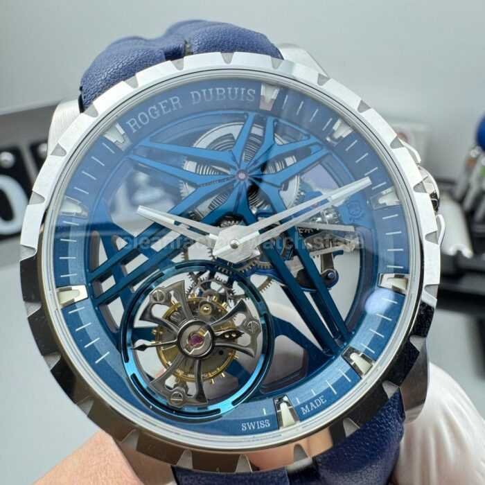 NEW Factory Roger Dubuis Excalibur Spider RDDBEX0838 Tourbillon 42mm White Gold Rubber Strap Blue Dial - Image 3