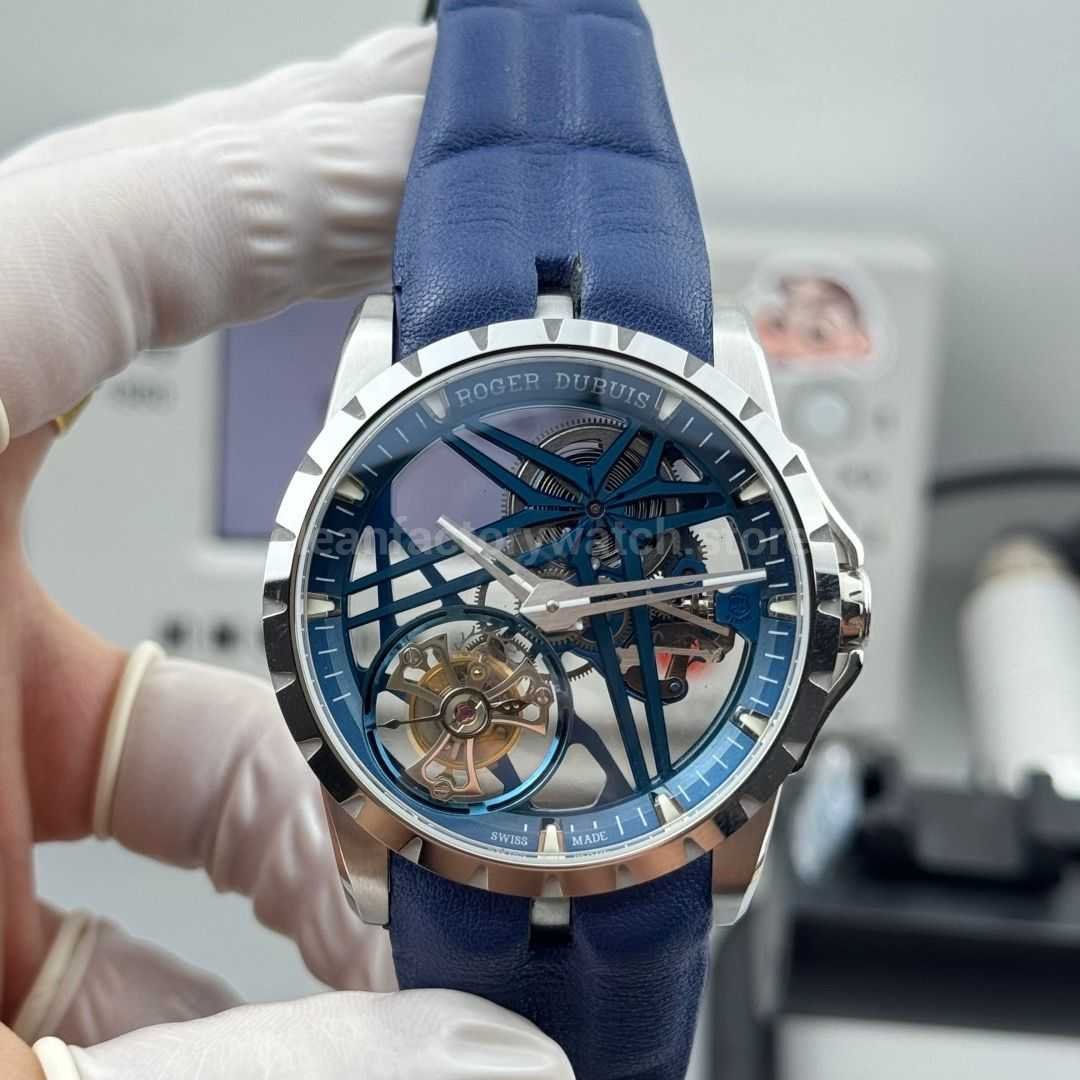 NEW Factory Roger Dubuis Excalibur Spider RDDBEX0838 Tourbillon 42mm White Gold Blue Rubber Strap Blue Dial (4) NEW Factory Roger Dubuis Excalibur Spider RDDBEX0838 Tourbillon 42mm White Gold Rubber Strap Blue Dial - Image 1