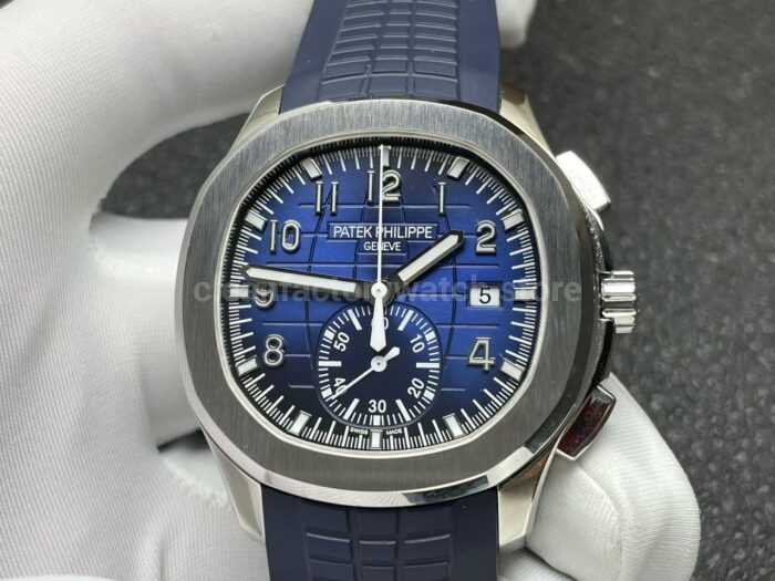 P1 Factory Patek Philippe Aquanaut 5968G-001 42mm White Gold Blue Rubber Strap Arabic Numerals Blue Dial - Image 4