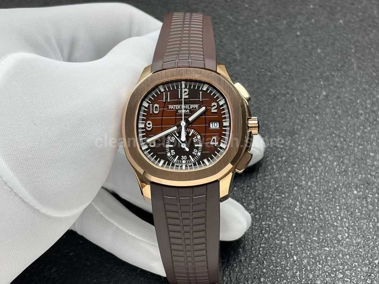 P1 Factory Patek Philippe Aquanaut 5968R-0001 42mm Rose Gold Brown Rubber Strap Arabic Numerals Brown Dial