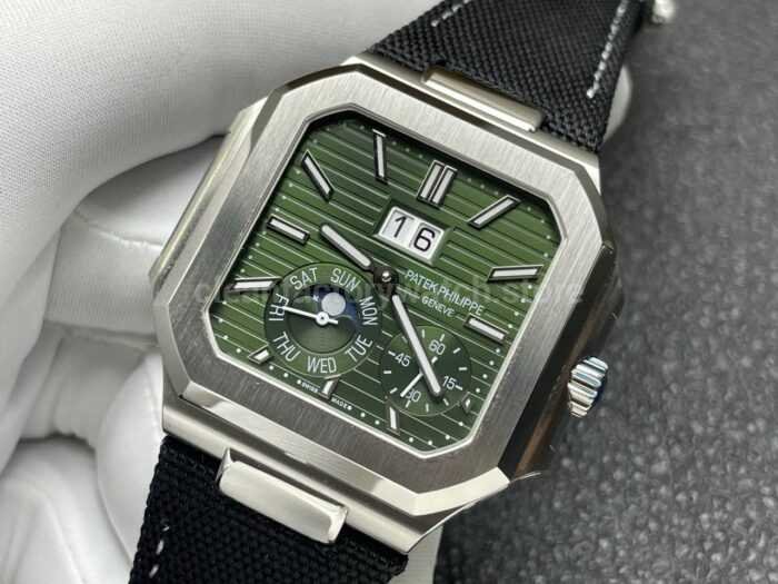 P1 Factory Patek Philippe Cubitus 5822 45mm Platinum Textile Strap Green Dial - Image 3