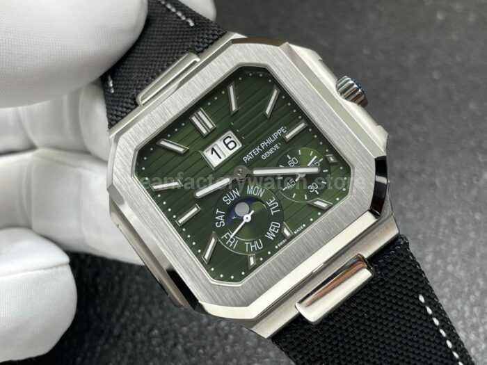 P1 Factory Patek Philippe Cubitus 5822 45mm Platinum Textile Strap Green Dial - Image 2