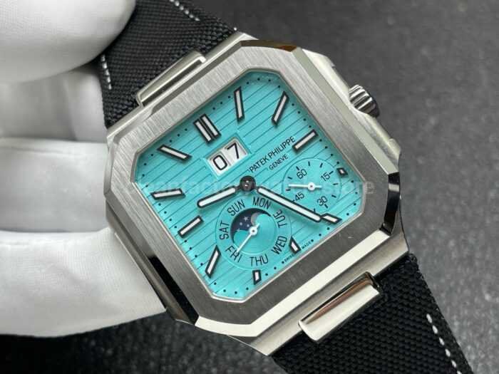 P1 Factory Patek Philippe Cubitus 5822 45mm Platinum Textile Strap Tiffany Blue Dial - Image 2
