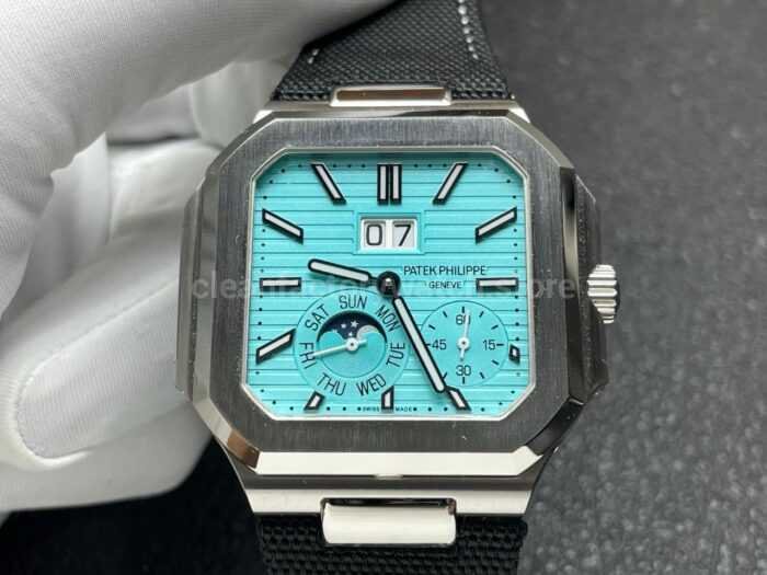 P1 Factory Patek Philippe Cubitus 5822 45mm Platinum Textile Strap Tiffany Blue Dial - Image 4