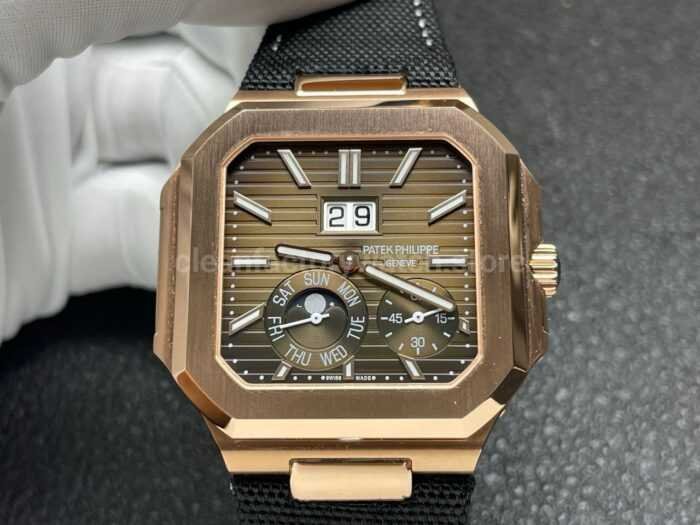 P1 Factory Patek Philippe Cubitus 5822 45mm Rose Gold Textile Strap Brown Dial - Image 4