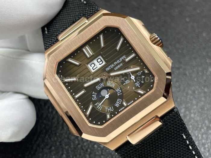 P1 Factory Patek Philippe Cubitus 5822 45mm Rose Gold Textile Strap Brown Dial - Image 2