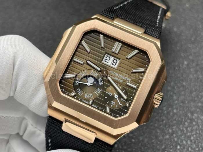 P1 Factory Patek Philippe Cubitus 5822 45mm Rose Gold Textile Strap Brown Dial - Image 3