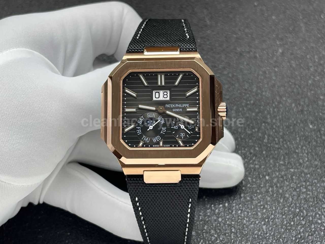 P1 Factory Patek Philippe Cubitus 5822 45mm Rose Gold Textile Strap Grey Dial