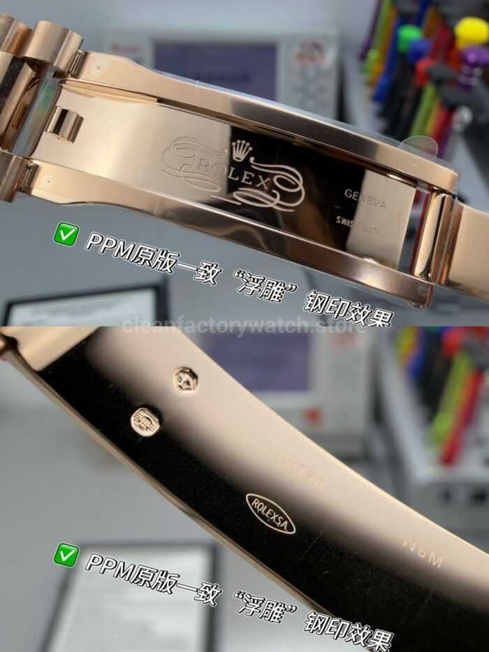 PPM Factory Counterweight Rolex Day-Date 228235-0003 40mm Full Rose Gold Baguette Diamond Brown Dial - Image 7