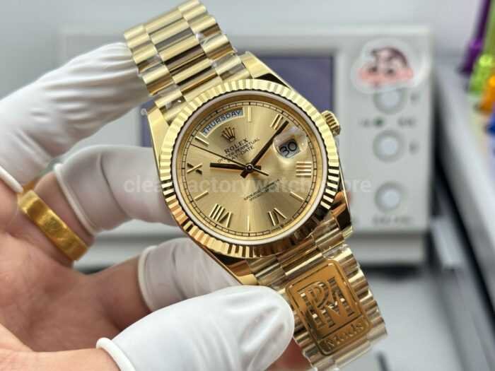 PPM Factory Counterweight Rolex Day-Date 228238-0006 40mm Full Yellow Gold Roman Number Champagne Dial - Image 2