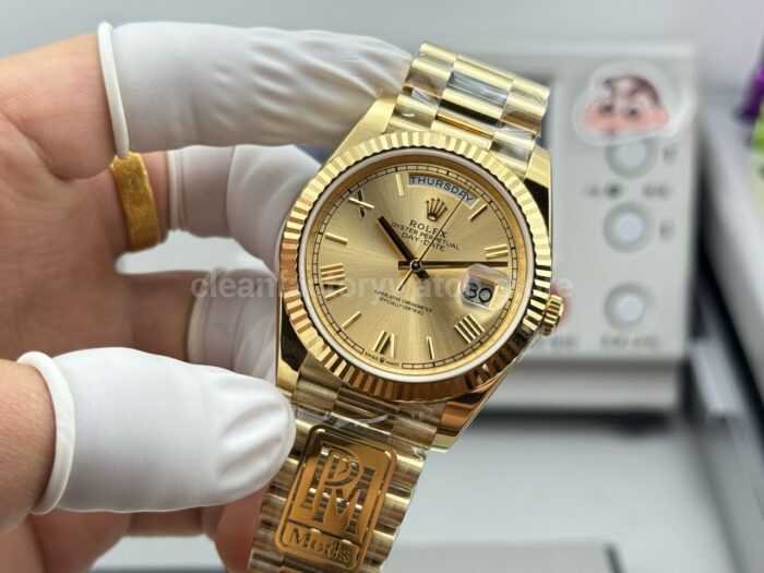 PPM Factory Counterweight Rolex Day-Date 228238-0006 40mm Full Yellow Gold Roman Number Champagne Dial - Image 3