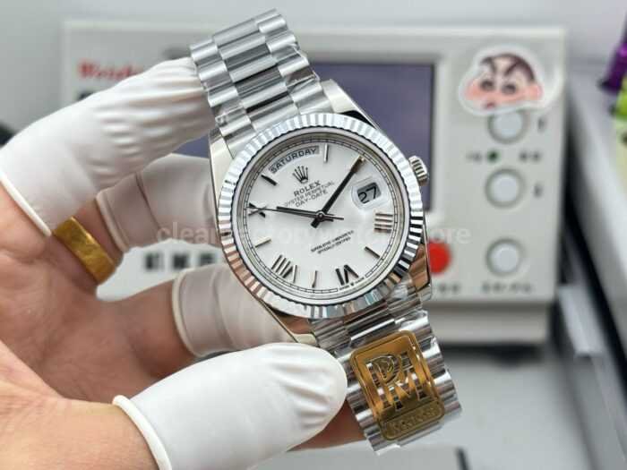 PPM Factory Counterweight Rolex Day-Date 228239-0046 40mm White Gold Roman Numerals White Dial - Image 2