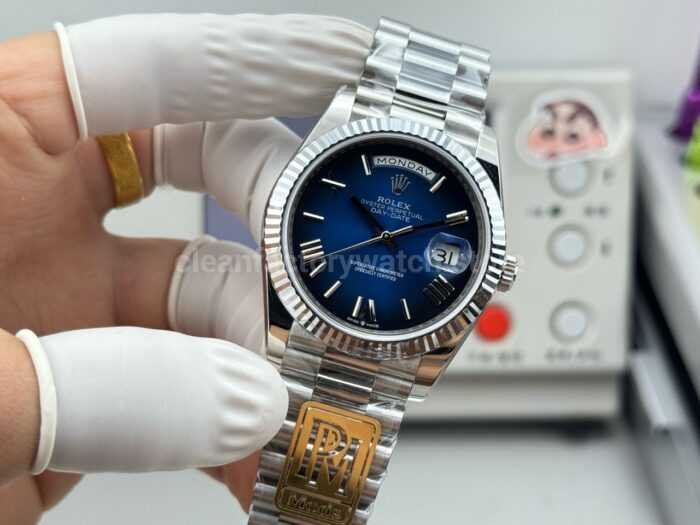 PPM Factory Counterweight Rolex Day-Date 228239-0076 40mm Full White Gold Roman Numerals Dark Blue Dial - Image 3