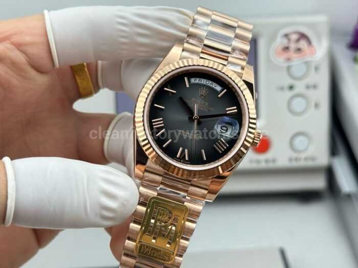 PPM Factory Counterweight Rolex Day-Date 238235-0055 40mm Full Rose Gold Roman Number Black Dial - Image 3
