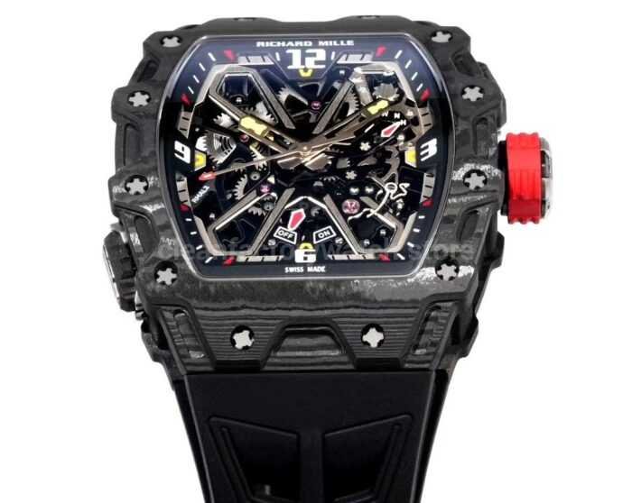 RM Factory Richard Mille RM35-03 Black Carbon Fiber Black Rubber Strap Black Skeletonized Dial - Image 4