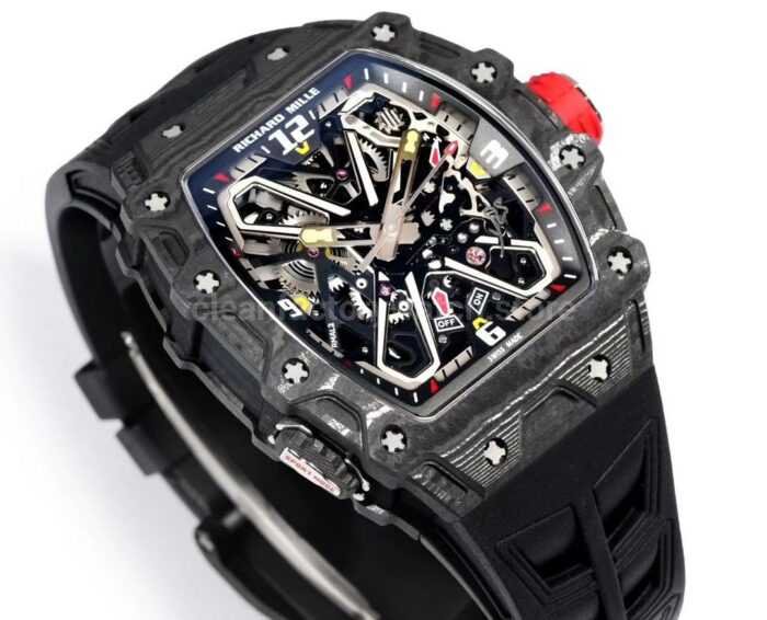 RM Factory Richard Mille RM35-03 Black Carbon Fiber Black Rubber Strap Black Skeletonized Dial - Image 2