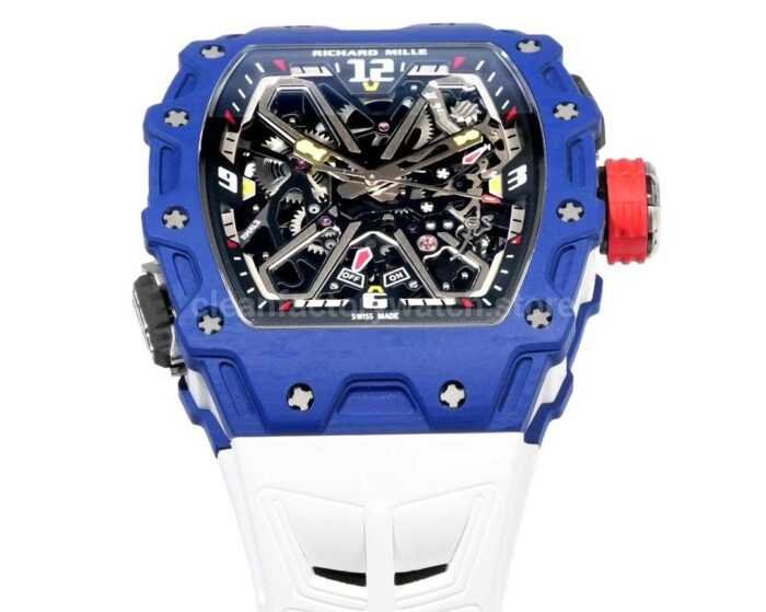 RM Factory Richard Mille RM35-03 Blue Carbon White Rubber Strap Black Skeletonized Dial - Image 4
