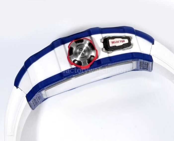 RM Factory Richard Mille RM35-03 Blue Carbon White Rubber Strap Black Skeletonized Dial - Image 7
