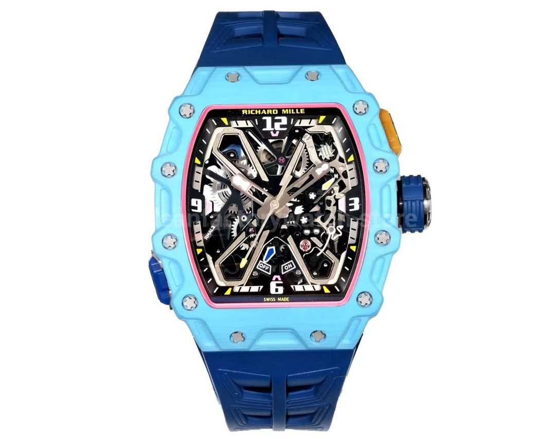RM Factory Richard Mille RM35-03 Fiber Light Carbon Blue Rubber Strap Black Skeletonized Dial