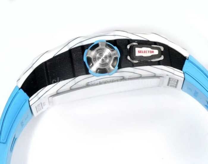 RM Factory Richard Mille RM35-03 White Carbon Fiber Light Blue Rubber Strap Black Skeletonized Dial - Image 7