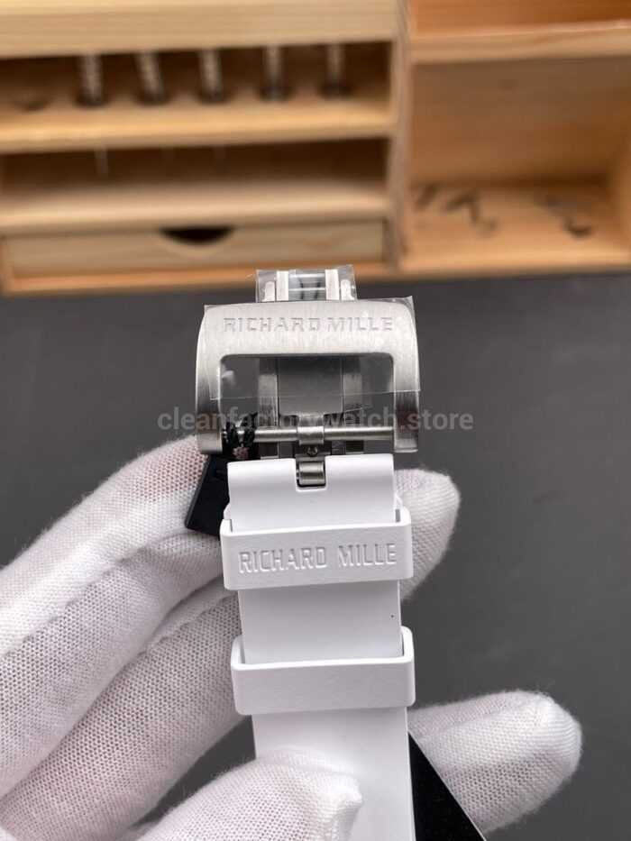 RM Factory Richard Mille RM35-03 White Carbon Fiber White Rubber Strap Black Skeletonized Dial - Image 7