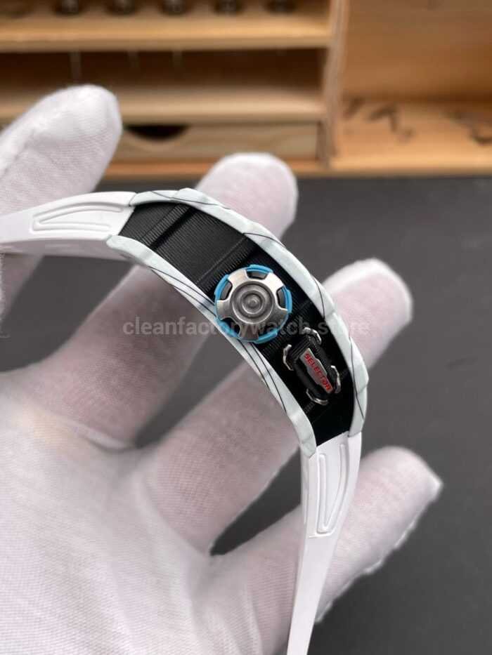 RM Factory Richard Mille RM35-03 White Carbon Fiber White Rubber Strap Black Skeletonized Dial - Image 5