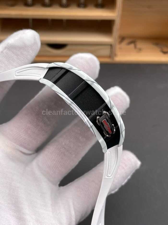 RM Factory Richard Mille RM35-03 White Carbon Fiber White Rubber Strap Black Skeletonized Dial - Image 4