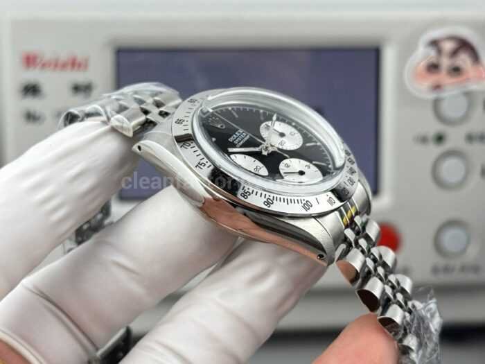 SN Factory Rolex Daytona Vintage 6265 37mm Full Steel Black Dial - Image 6