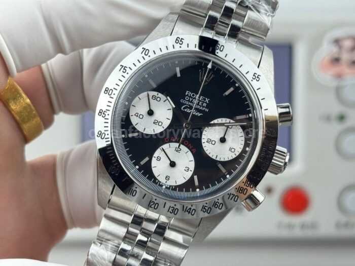 SN Factory Rolex Daytona Vintage Cartier 37mm Full Steel Black Dial - Image 3