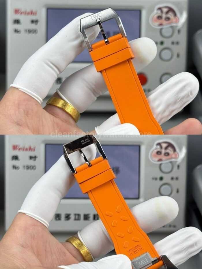 TWS Factory IWC Pilot Chronograph IW377730 41mm Orange Rubber Strap Orange Arabic Numerals Black Dial - Image 7